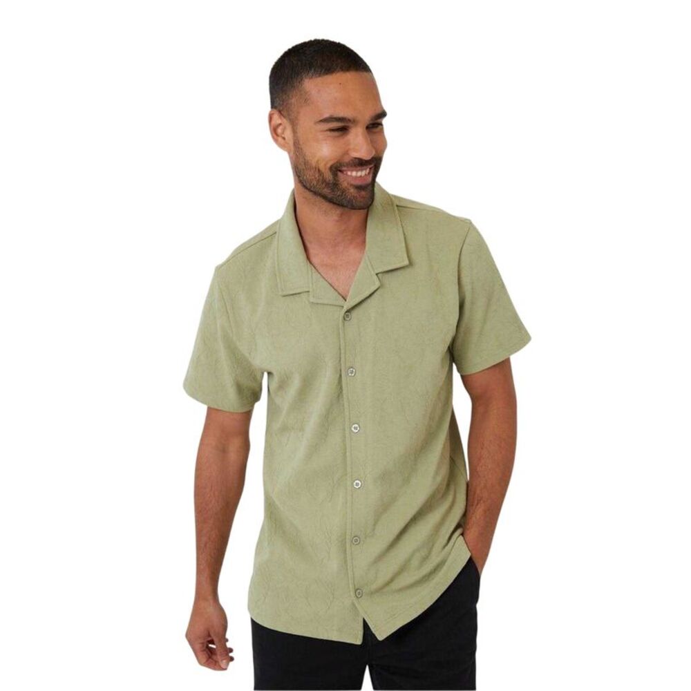 Threadbare Mens Darvel Short-Sleeved Shirt / Sage